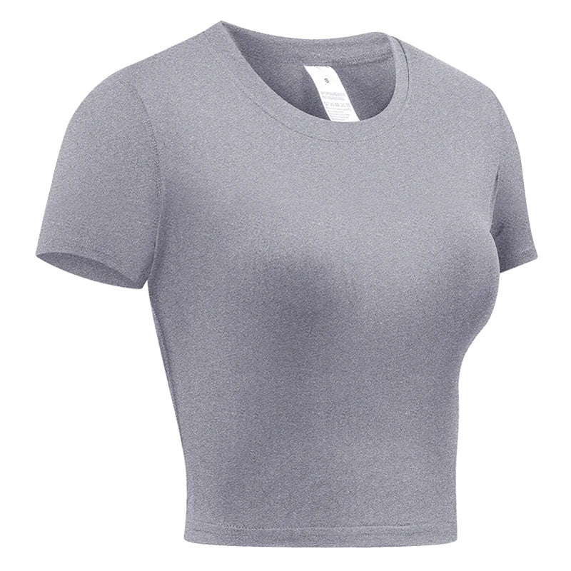 Camisa de compressão feminina manga curta atlético yoga correndo camiseta verão ginásio treino secagem rápida elástico camisetas topos baselayer