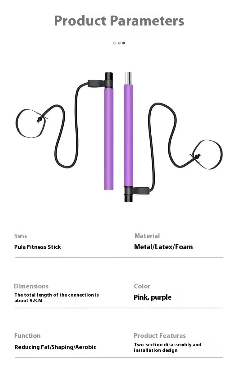 Vara de pilates multifuncional, equipamento fitness para ioga, pilates, elasticidade doméstica, treinamento de quadril, corda de puxar